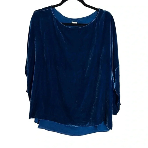 Poetry Silk Blend Teal Velvet Blouse Size 12 - Picture 1 of 8
